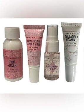 TRAVEL SIZE SKINCARE BUNDLE LOTION EYE CREAM FACE WASH FACIAL MIST ROSE NEW